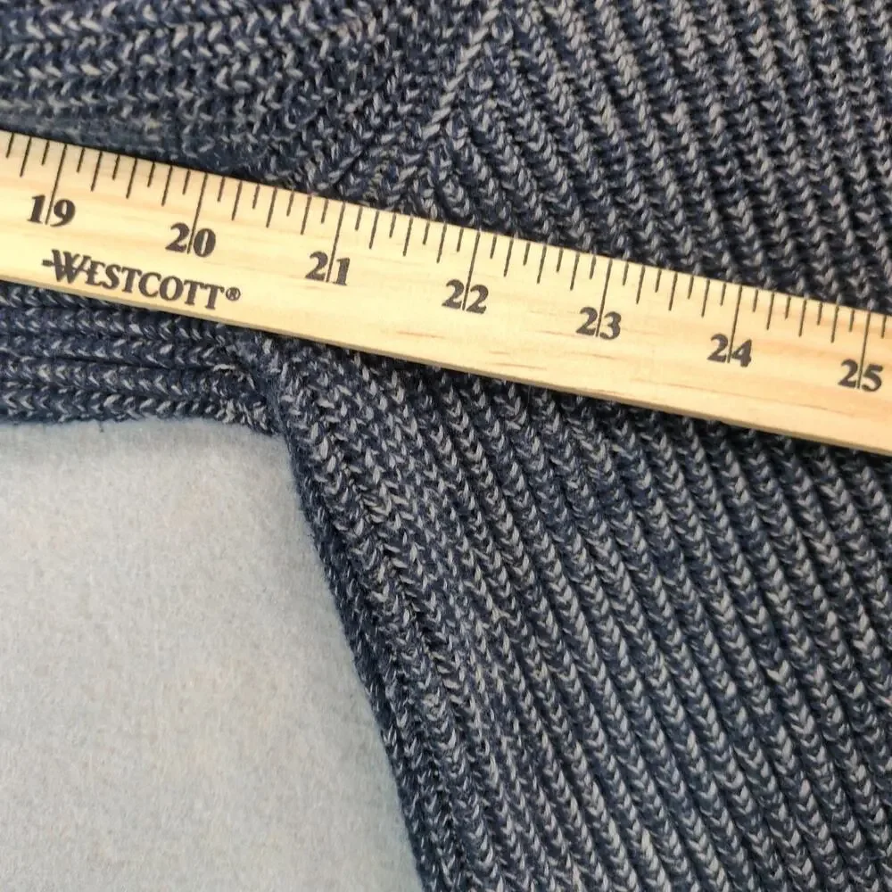 Banana‎ Republic Full Zip Knit Navy Sweater Men's L Mock Neck Herringbone Casual